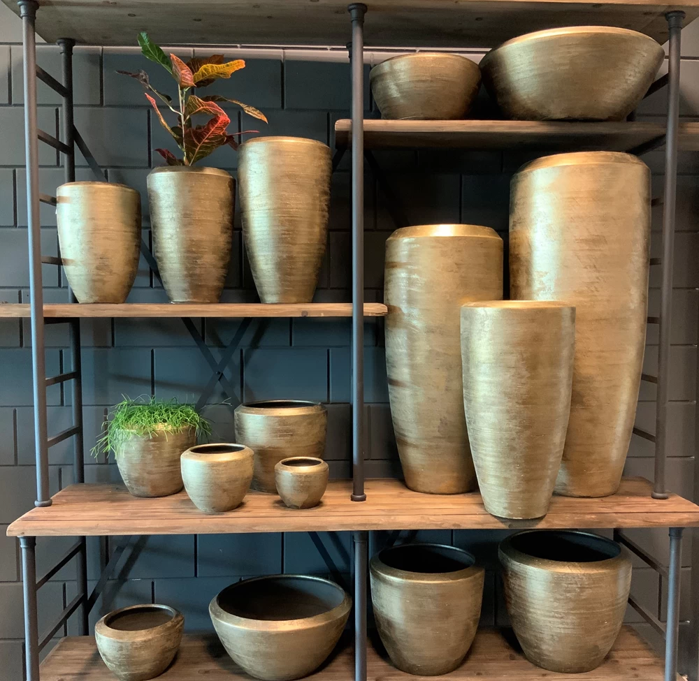 Plantenschaal Kos - D25 X H16cm - Goud 3 Plantenschaal Kos - D25 X H16cm - Goud - Afbeelding 3