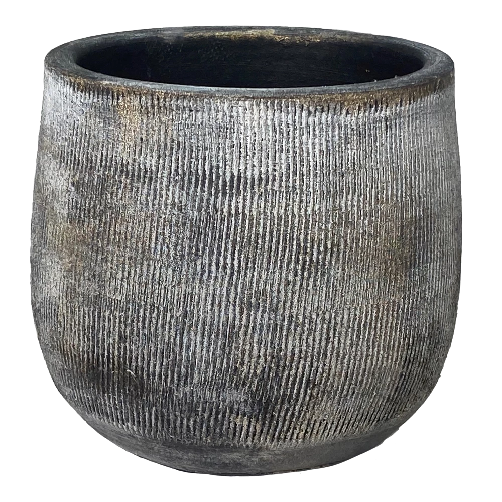 Bloempot Miami - D33 X H31cm - Zwart Cement 1 Bloempot Miami - D33 X H31cm - Zwart Cement