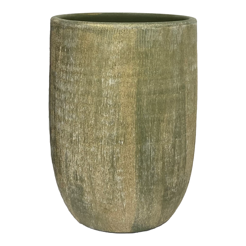 Bloempot Miami Hoog - D23 X H30cm - Groen Cement 1 Bloempot Miami Hoog - D23 X H30cm - Groen Cement