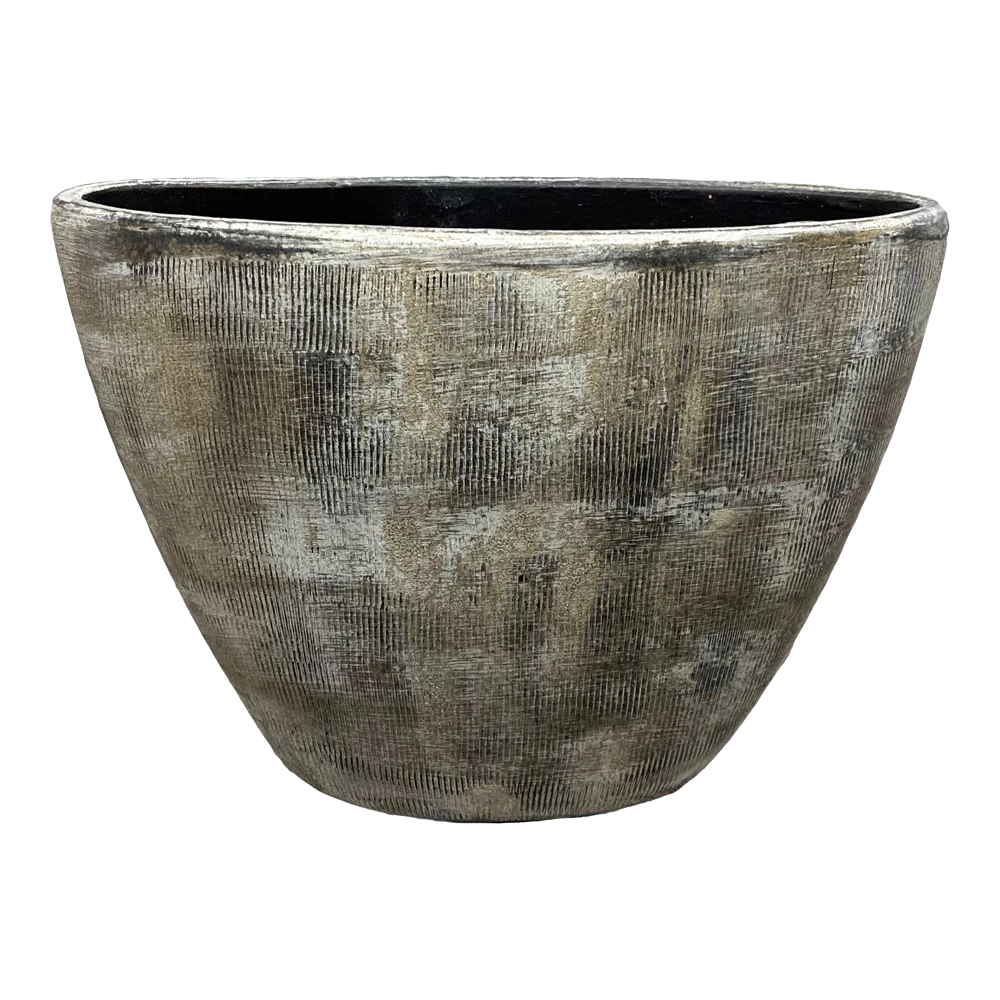 Bloempot Miami Ovaal - L33 X D13 X H24cm - Zwart Cement 1 Bloempot Miami Ovaal - L33 X D13 X H24cm - Zwart Cement