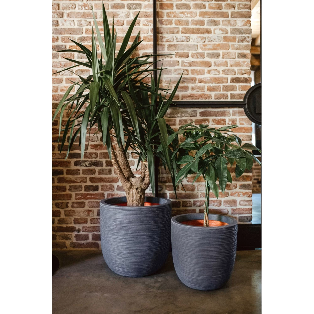 Capi Bloempot Bol Nature Rib NL - D43 X H41cm - Donkergrijs 2 Capi Bloempot Bol Nature Rib NL - D43 X H41cm - Donkergrijs - Afbeelding 2