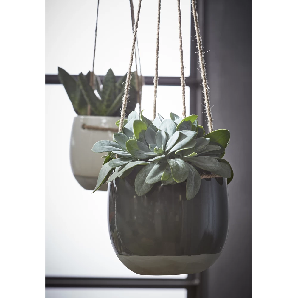 Hangpot Resa - D13,5 X H11,5cm - Donkergrijs 2 Hangpot Resa - D13,5 X H11,5cm - Donkergrijs - Afbeelding 2