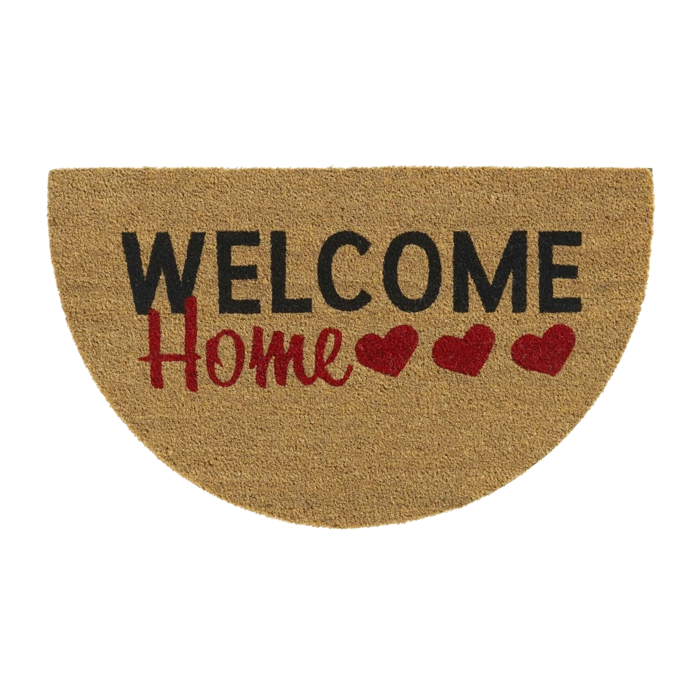 HAMAT Kokosmat Ruco Welcome Home Halfrond - 75x45cm - Naturel - Deurmat 1 HAMAT Kokosmat Ruco Welcome Home Halfrond - 75x45cm - Naturel - Deurmat