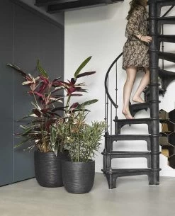 Capi Bloempot Bol Nature Rib NL - D35 X H34cm - Zwart