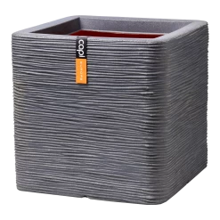 Capi Plantenbak Vierkant Nature Rib NL - L30 X B30 X H30cm - Donkergrijs