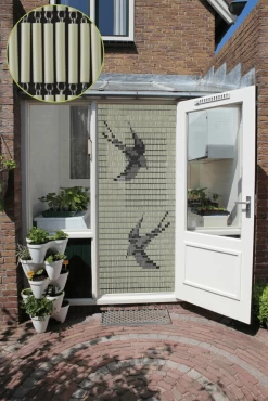 Vliegengordijn Zwaluwen - Creme/Zwart - 100 X 232cm - Sun-Arts -Woondecoratie Winkel vliegengordijn zwaluwen creme zwart 100 x 232cm sun arts 100 3