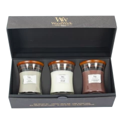 Woodwick Deluxe Gift Set Mini Jar Woody - Geurkaars
