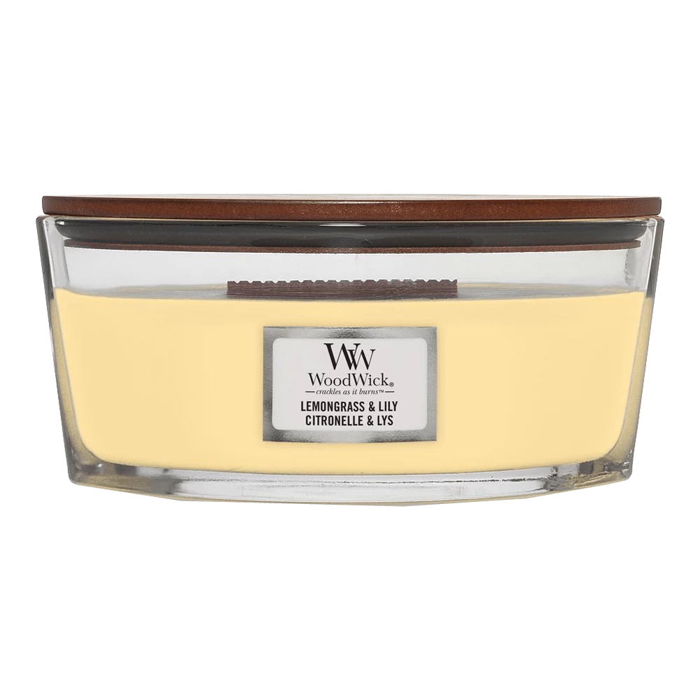 Woodwick Lemongrass & Lily Ellipse Candle - Geurkaars 1 Woodwick Lemongrass & Lily Ellipse Candle - Geurkaars