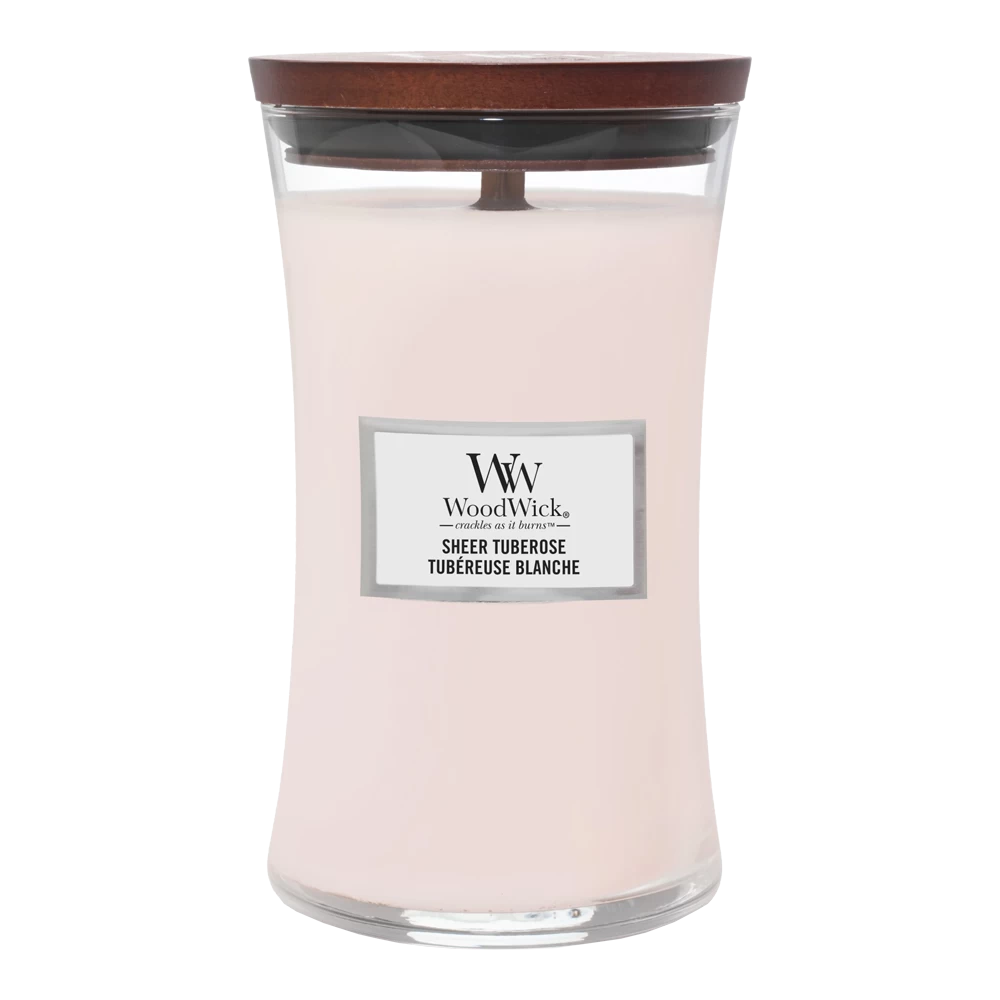 Woodwick Sheer Tuberose Large Candle - Geurkaars 1 Woodwick Sheer Tuberose Large Candle - Geurkaars