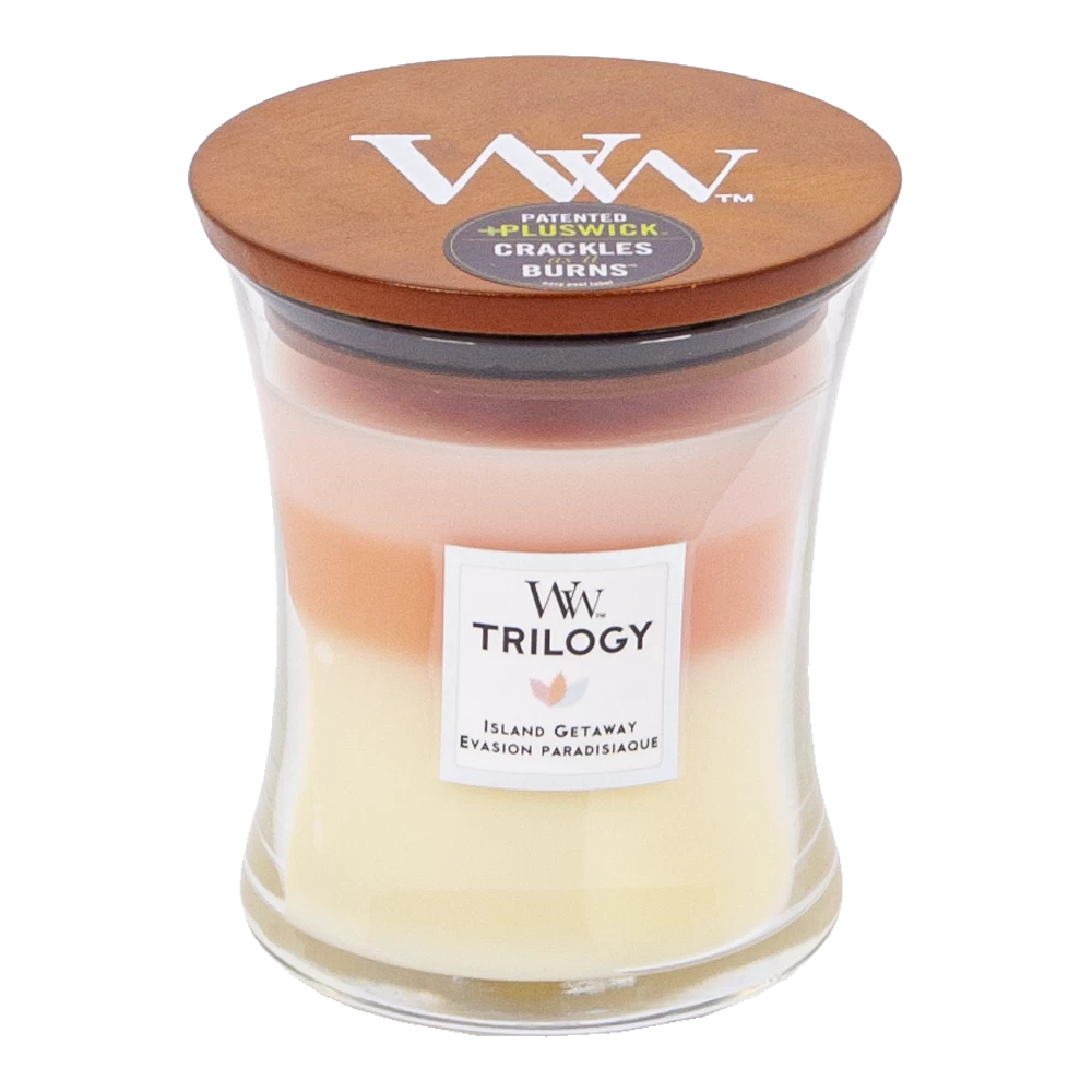 Woodwick Trilogy Island Getaway Medium Candle - Geurkaars 1 Woodwick Trilogy Island Getaway Medium Candle - Geurkaars