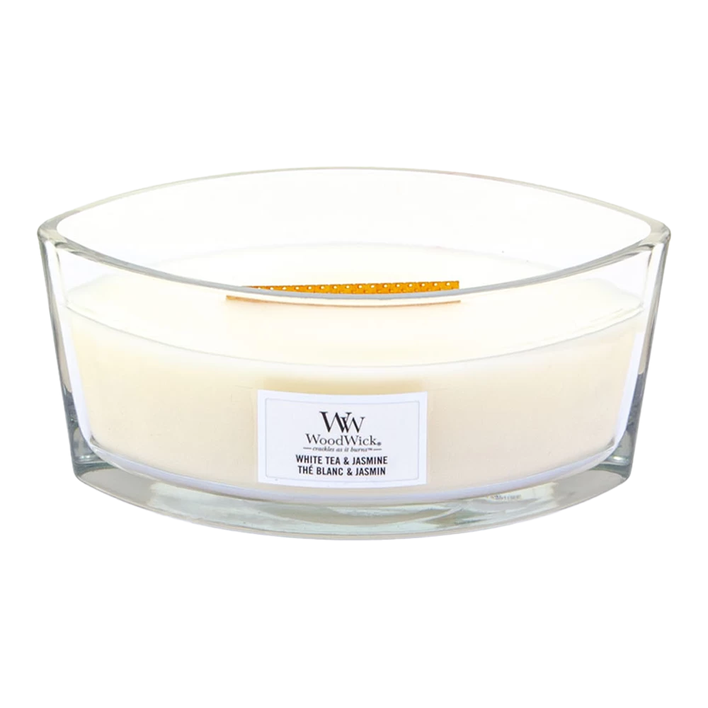 Woodwick White Tea & Jasmine Ellipse Candle - Geurkaars 2 Woodwick White Tea & Jasmine Ellipse Candle - Geurkaars - Afbeelding 2