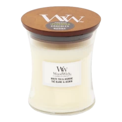 Woodwick White Tea & Jasmine Medium Candle - Geurkaars