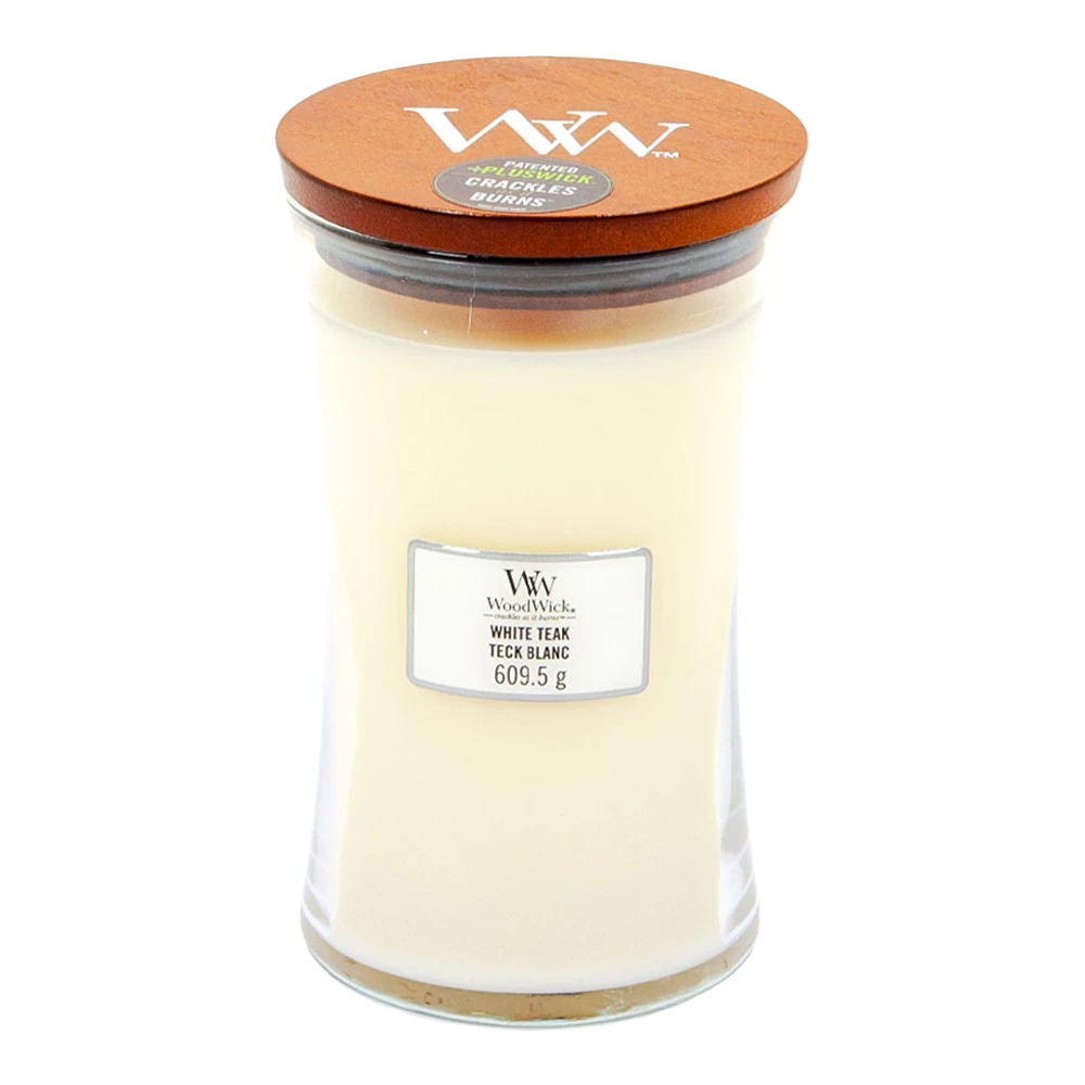 Woodwick White Teak Large Candle - Geurkaars 1 Woodwick White Teak Large Candle - Geurkaars
