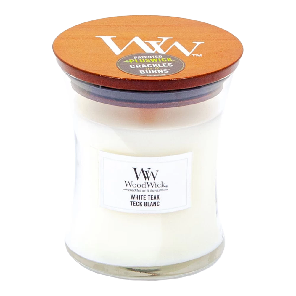 Woodwick White Teak Medium Candle - Geurkaars 1 Woodwick White Teak Medium Candle - Geurkaars